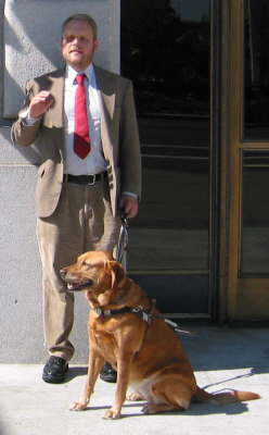John Prescott, with Guide Dog, SF War Memorial Opera House